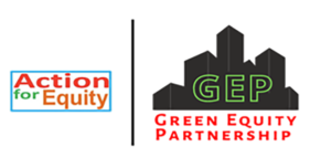 logos of Action for Equity and Green Equity Partnership